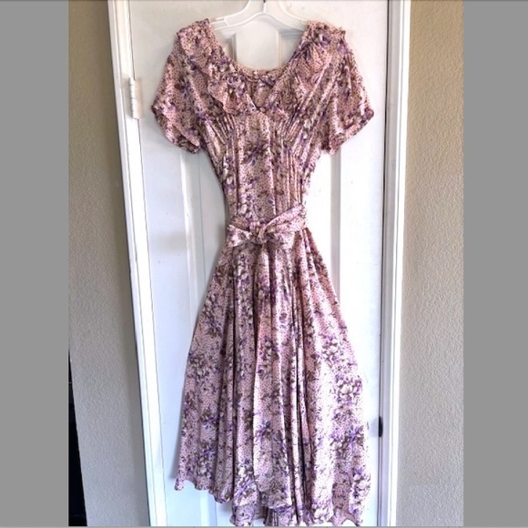 BY TiMo Ruffle Trimmed, Midi-Style Wrap Dress w/ Open Back in Pink NWOT/sz L - Picture 2 of 16